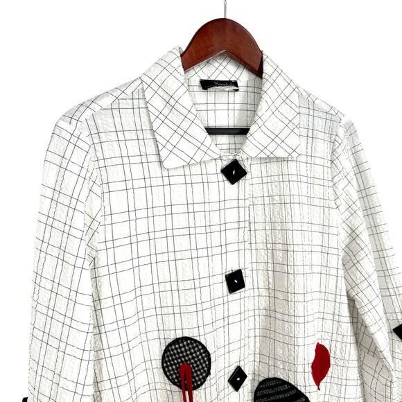 Moonlight by YandS Designs Stylish Women's Checkered Blouse with Red Accents - Picture 3 of 8